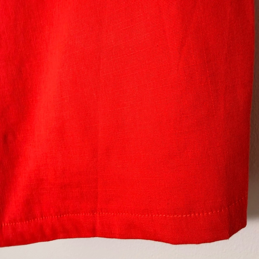 Tomato Red Scalloped Paperbag Waist Tie Belt Shorts (S) High Rise Pleated Resort - Picture 14 of 16